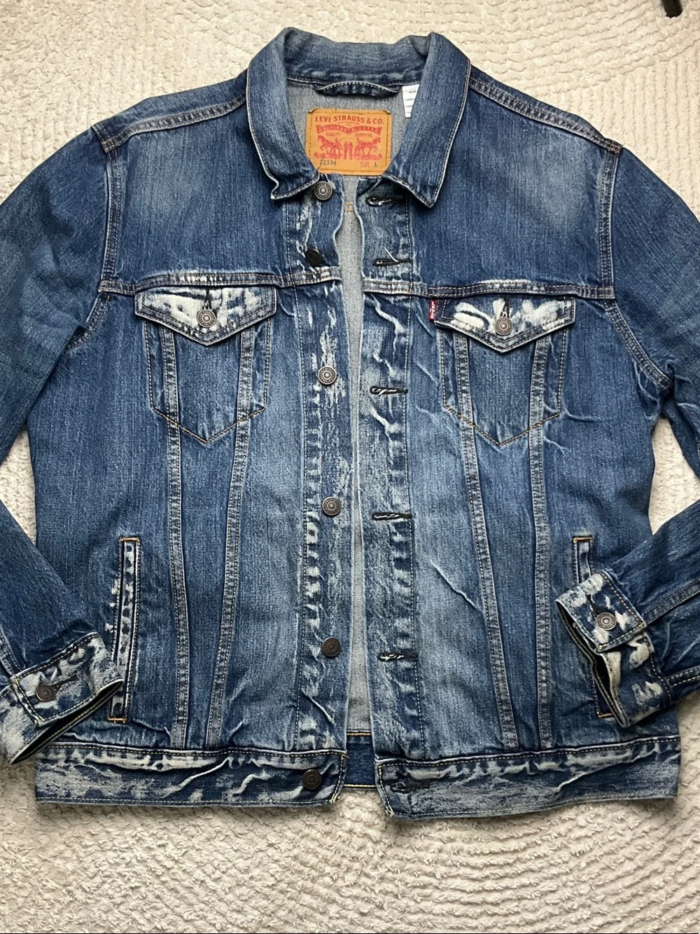 Levi's Distressed Blue Denim Jacket 72334 Size Large - Picture 1 of 16